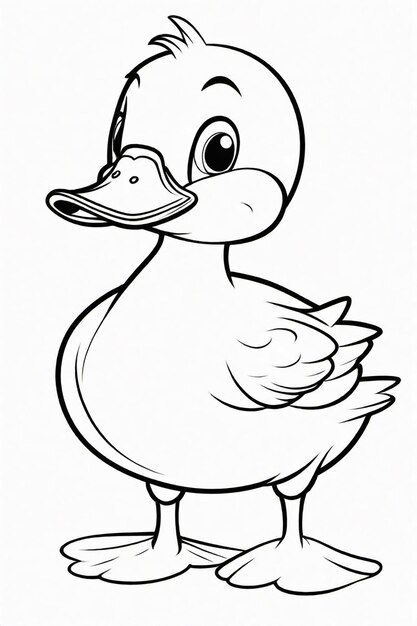 Photo drawing of a duck for kids coloring page