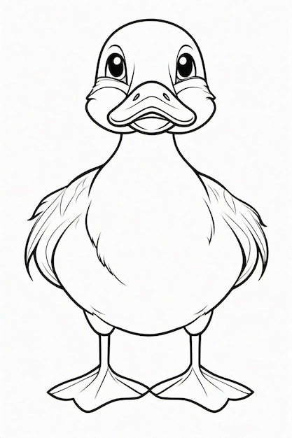 Photo drawing of a duck for kids coloring page