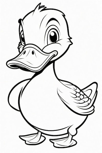 Photo photo drawing of a duck for kids coloring page