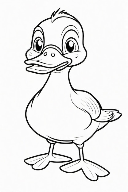 Photo drawing of a duck for kids coloring page