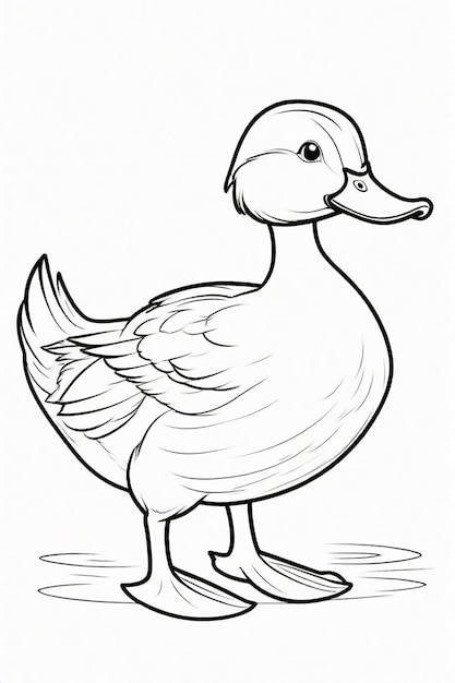 Photo drawing of a duck for kids coloring page