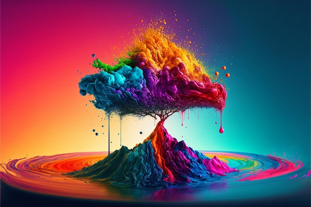 Photo a dream splash rgb landscape vivid colors hyper