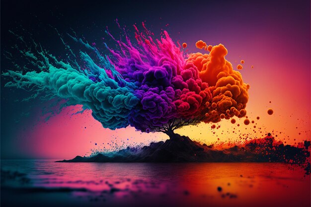 Photo a dream splash rgb landscape vivid colors hyper