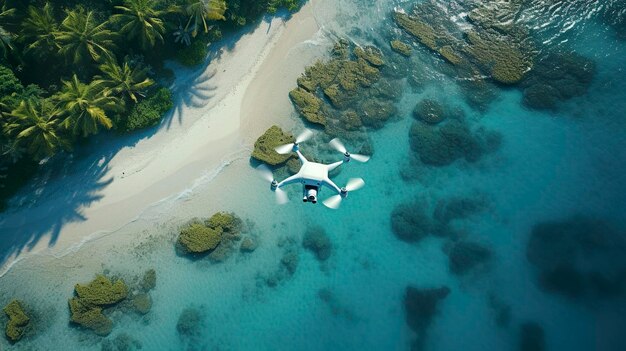 Photo a photo of a drone capturing a birdseye view