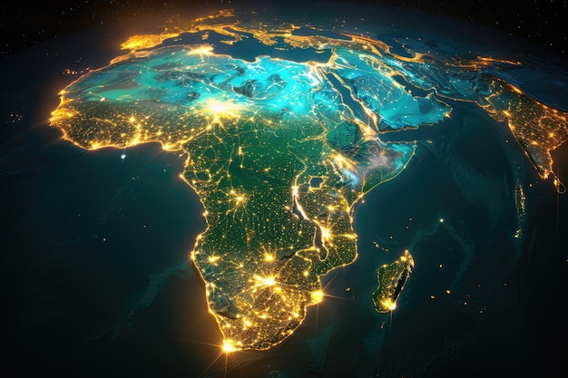 Photo Earth at Night and the Lights of Cities