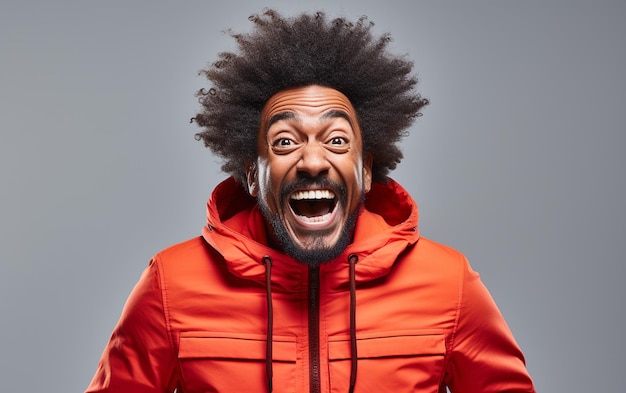 A Photo of an Ecstatic AfroAmerican Expressing Joy in a Portrait Generative AI