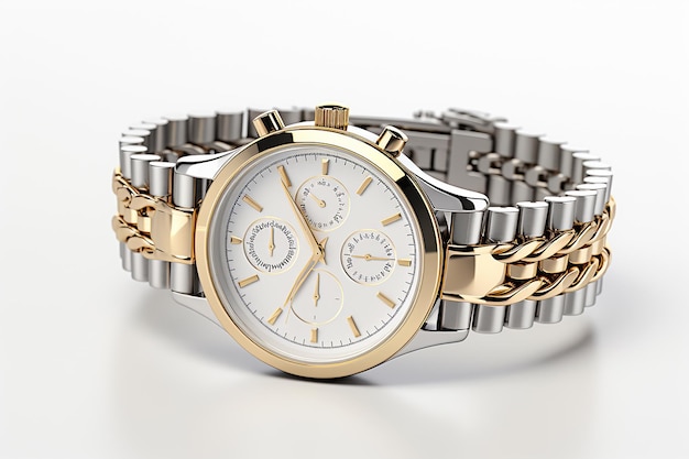 photo elegant watch with a silver and golden