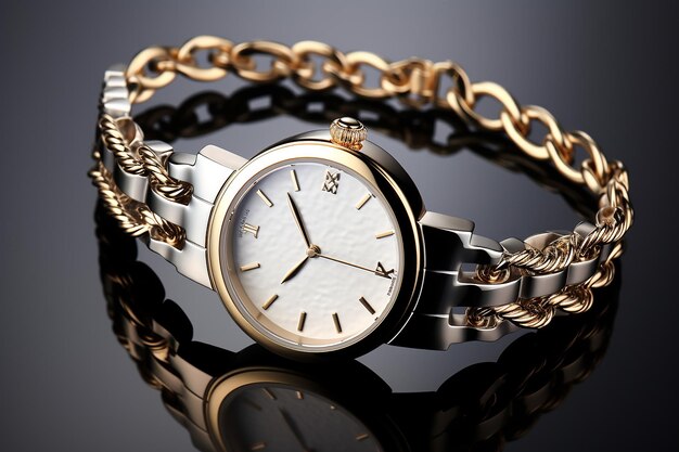 photo elegant watch with a silver and golden