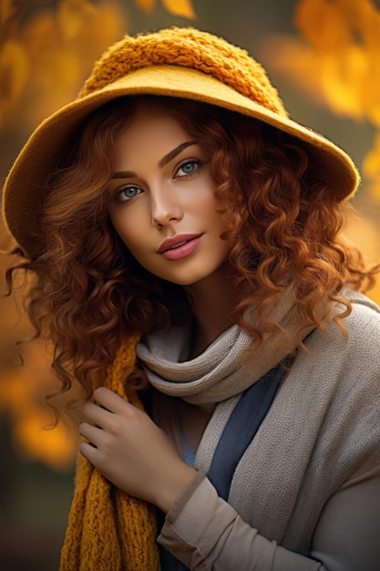 photo of emotional dynamic pose Brazilian woman in autumn