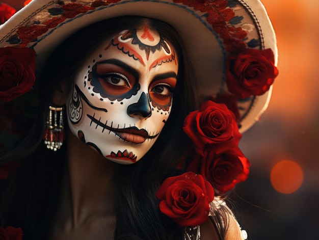 photo of emotional dynamic pose Mexican woman in autumn