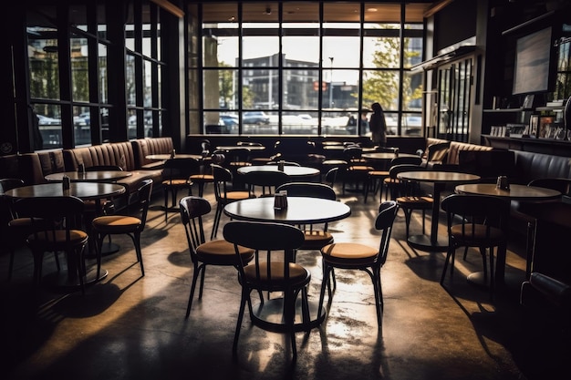 photo of empty inside coffee shop Photography AI Generated