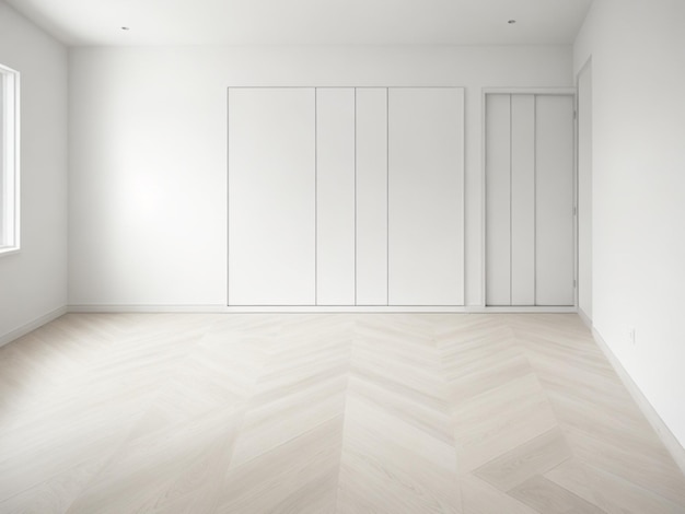 Photo empty minimal room interior design with fishbone flooring