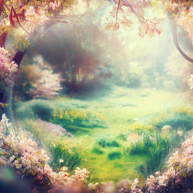 Photo a fairyland floral spring background clipart