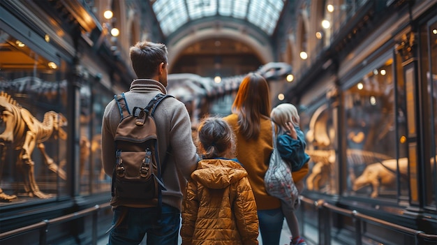 Photo photo of a family enjoying a day at the natural history museum in london educational exhibits