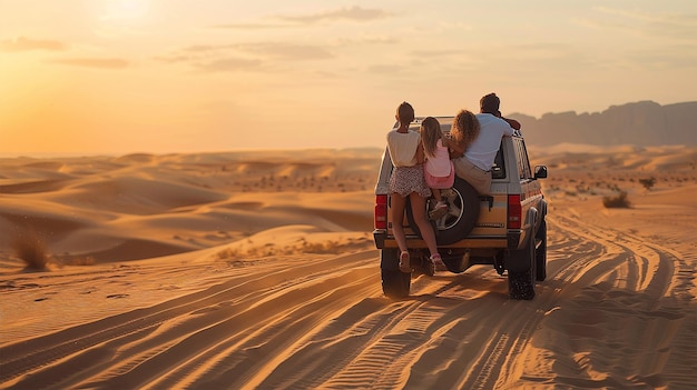 photo of a family enjoying a desert safari in Dubai thrilling adventure