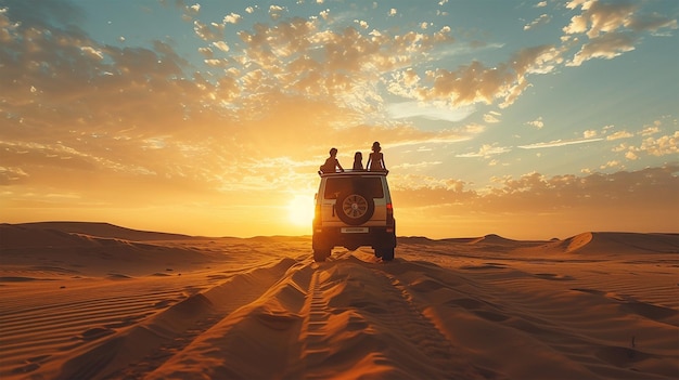 Photo photo of a family enjoying a desert safari in dubai thrilling adventure