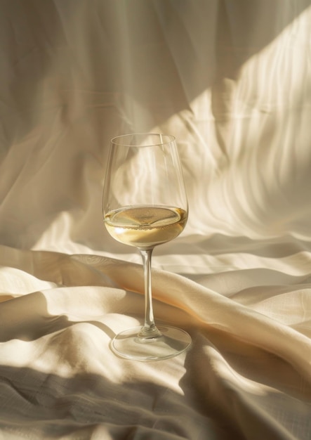 photo of fancy wine glass on linen table cloth