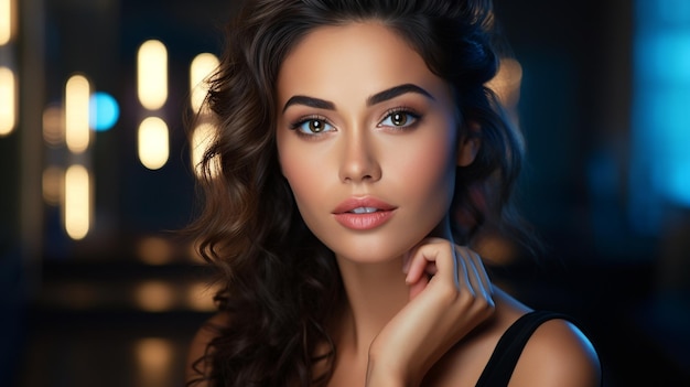 photo fashion beauty portrait of young brunette woman