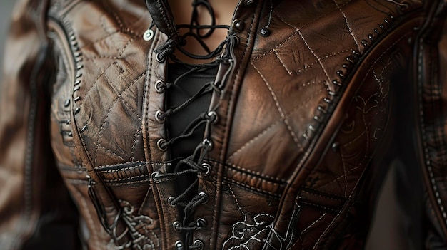 A photo of a fashionable leather dress