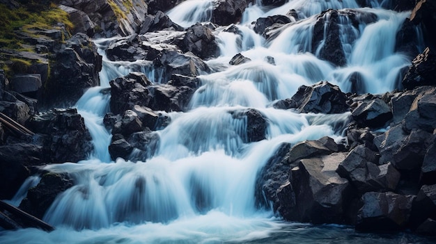 A Photo featuring a close up of a mountain stream or waterfall