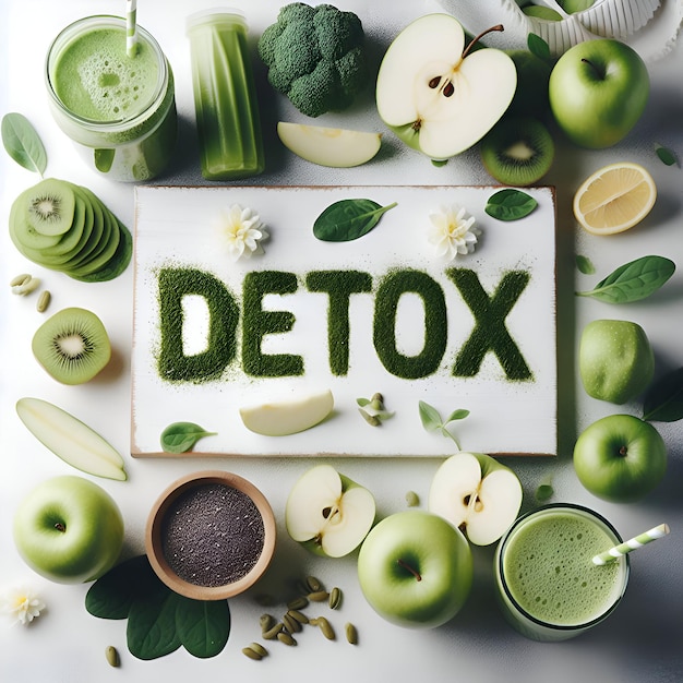 Photo a photo featuring the word detox healthy smoothies made from chia fruits and vegetables