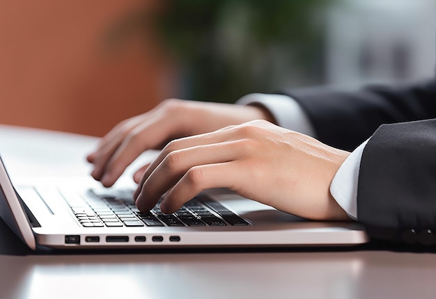 Photo of female hands fingers on her computer keyboard while typing