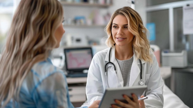 Photo of Female medical practitioner reassuring a patient