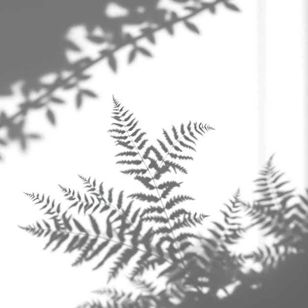 Photo of Fern Leaf Shadows Creating Intricate Lace Like Patterns Soft Focus Edges Blur Into Dreamy