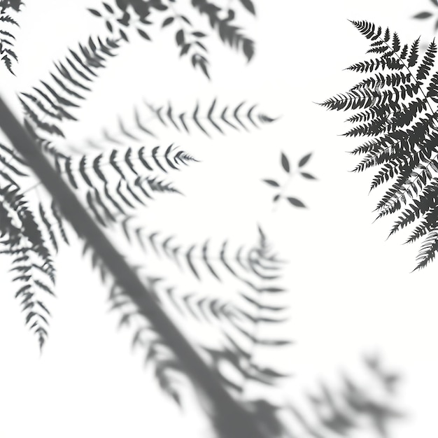 Photo of Fern Leaves and Woven Fabric Shadows Creating Soft Repeating Patterns The Shadows Ripple