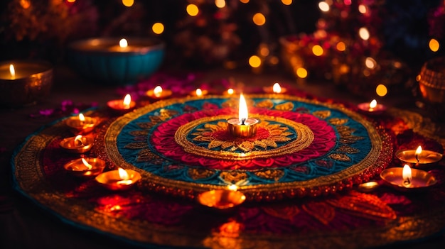 Photo festival of lights diwali candles background