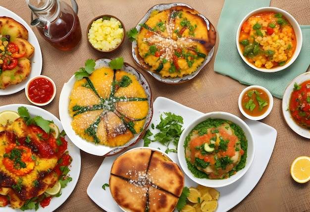 Photo Flat lay assortment with delicious brazilian food