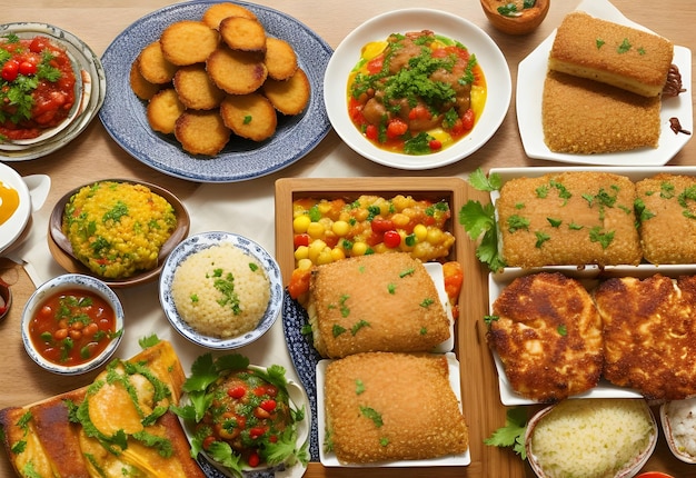 Photo Flat lay assortment with delicious brazilian food