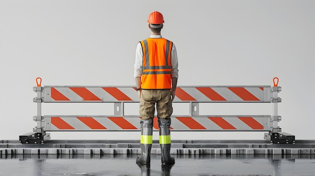 Photo photo of flood barriers being set up on white background engineered for disaster prevention and