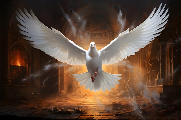 Photo flying allegorical peace dove international day of peace generative ai