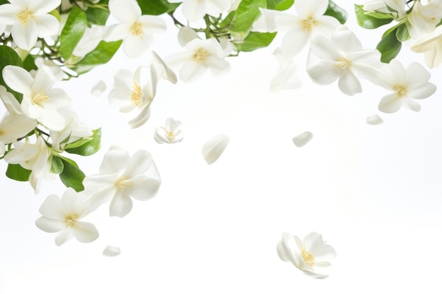 Photo photo of flying jasmine flowers backgrounds blossom nature