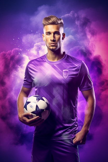 Photo of Football men playing soccer soccer boots Soccer ball AI Generated