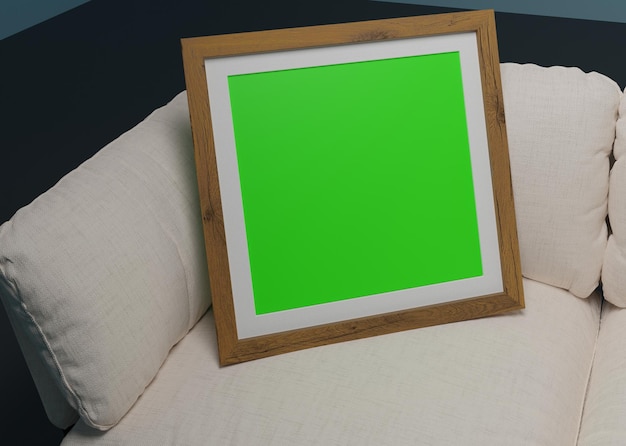 photo frame mockup on sofa