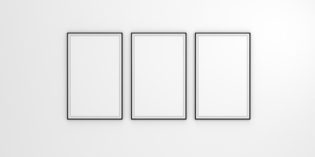 Photo frames isolated on the white wall Creative mood board frames mockup3d rendering