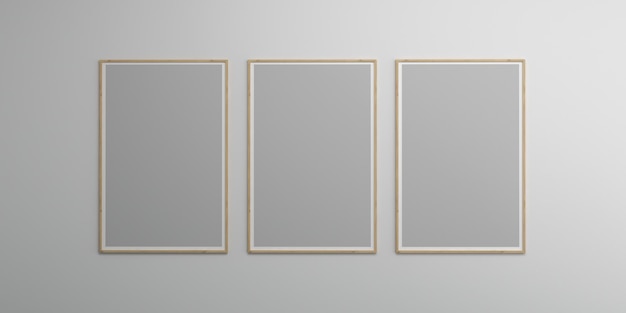 Photo frames isolated on the white wall Creative mood board frames mockup3d rendering