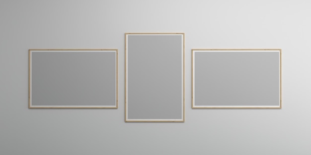 Photo frames isolated on the white wall Creative mood board frames mockup3d rendering