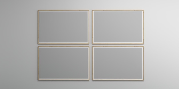 Photo frames isolated on the white wall Creative mood board frames mockup3d rendering