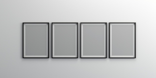 Photo frames isolated on the white wall Creative mood board frames mockup3d rendering