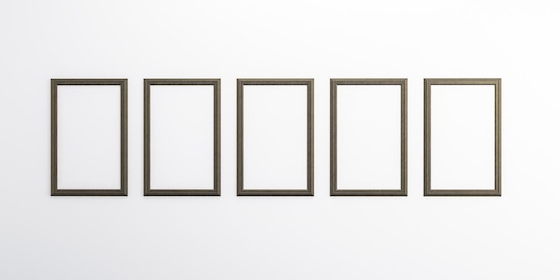 Photo frames isolated on the white wall Creative mood board frames mockup3d rendering