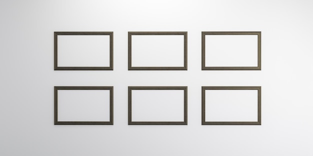 Photo frames isolated on the white wall Creative mood board frames mockup3d rendering