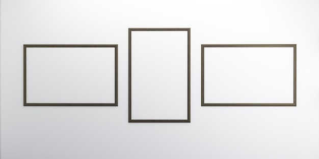 Photo frames isolated on the white wall Creative mood board frames mockup3d rendering