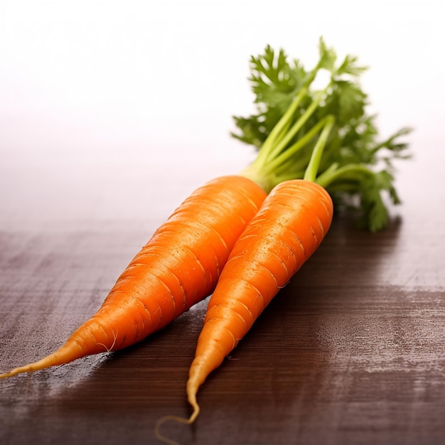 Photo of fresh carrot vegetable with leaves