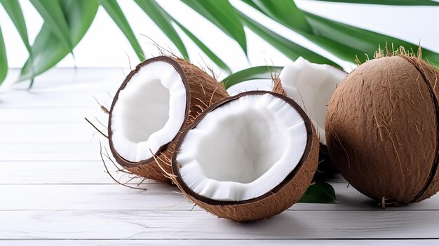 Photo of fresh coconut with white background