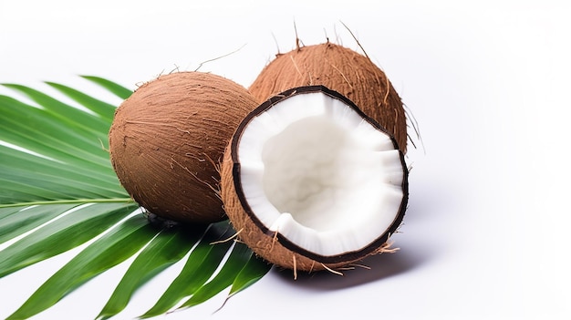 Photo of fresh coconut with white background