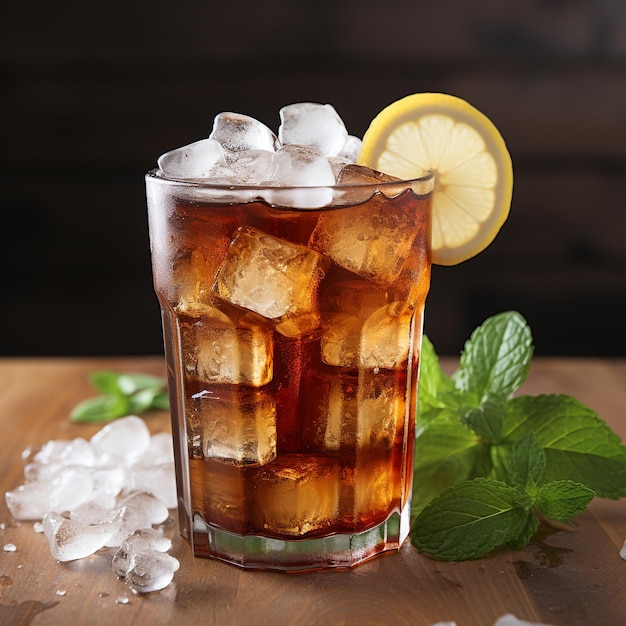 photo fresh cola drink in glass