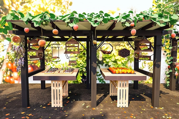 Photo photo of fresh fruits displayed in a cozy and inviting outdoor setting